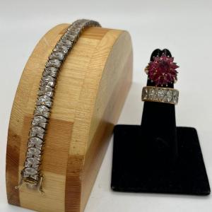 Photo of LOT 337: Gold Vermeil Sterling Silver - featuring Ruby Cluster Ring by Ross Simm