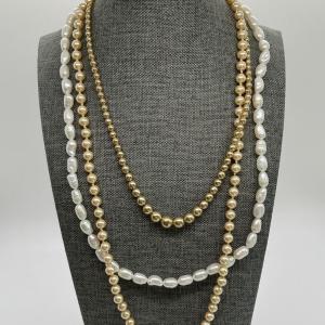 Photo of LOT 336: Vintage Faux Pearl Necklaces and Bracelet - 22”, 24”, 17”