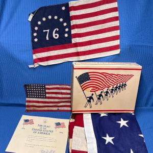 Photo of Vintage American Flags ~ Largest is 5’ x 8’ cotton