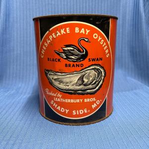 Photo of Vintage Gallon Black Swan Oyster Can ~ Shady Side, MD