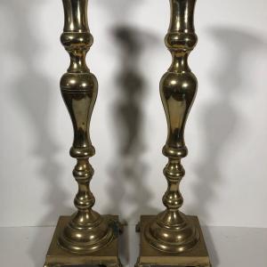 Photo of LOT 279: Pair of Vintage Brass Candlesticks (18")