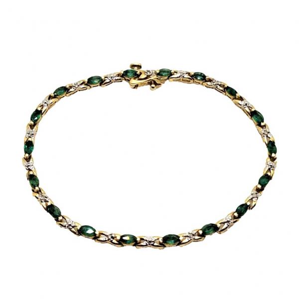 Photo of Gorgeous Marquise Emerald & Diamond 10k Yellow Gold Tennis Bracelet