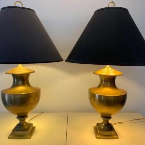 Photo of PAIR Large Brass Lamps
