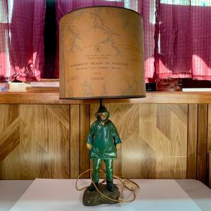 Photo of LOT 61: Antique Nautical Sea Captain Lamp Base W/ Portsmouth Island to Beaufort 