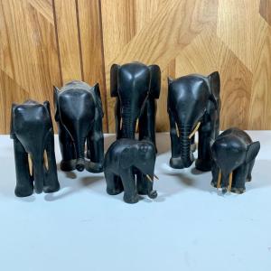 Photo of LOT 71: Hand Carved Ebony Wood African Elephant Collection