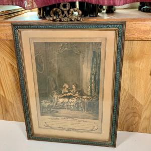 Photo of LOT 68: "Les Confidences" Framed French Lithograph