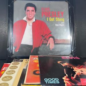 Photo of LOT 121: Elvis Presley Collection - Vinyl Record Albums and Framed Mirror
