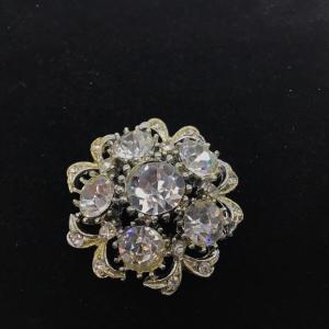 Photo of Gold Tone With Silver Tone Rhinestone Vintage Brooch