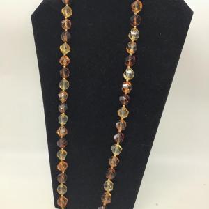 Photo of Beautiful vintage Amber tones, Faux Glass faceted necklace gold bead separators