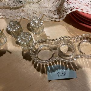 Photo of Vintage Glass Salt Cellars and Tray
