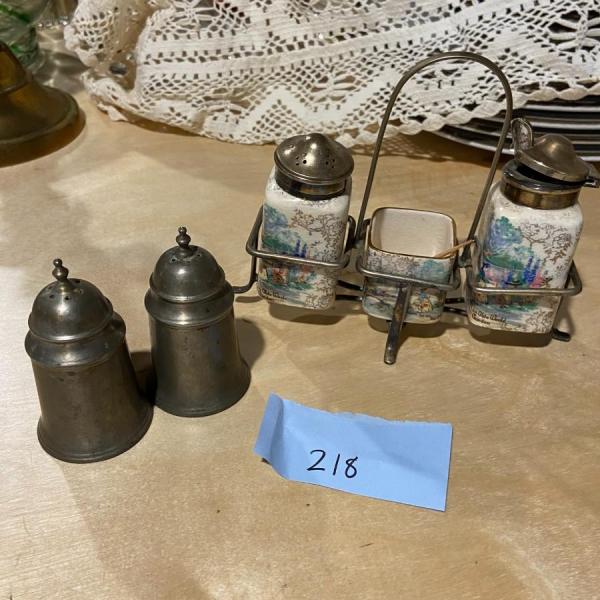 Photo of Lot of Vintage Pewter and China Tableware