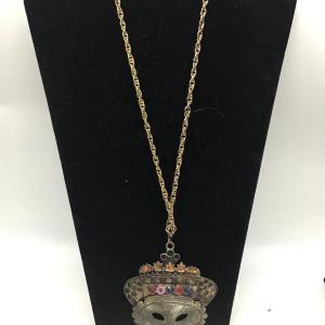 Photo of Mask faced pendant statement Necklace