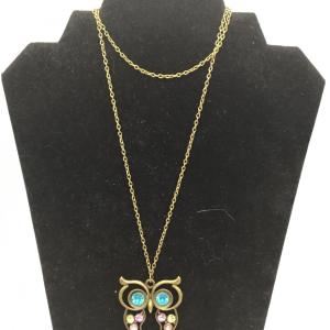 Photo of Owl colored gems pedant necklace