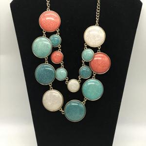 Photo of Coral, blue, turquoise, and white stoned necklace