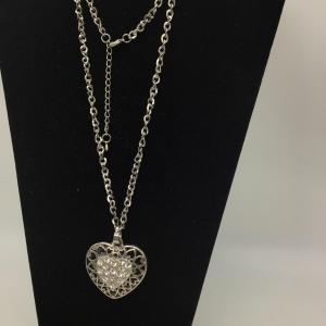 Photo of Large Heart Necklace Silver Tone