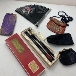 Photo of Vintage Asian Lot - Fan Writing Kit Change Purse