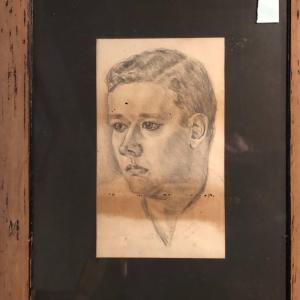 Photo of Painted Framed Portrait Sketch on Paper, signed Powers and dated 1951