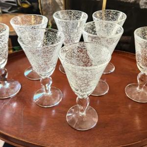 Photo of Lot #34 Set of 8 Bubble Glass Goblets - Footed