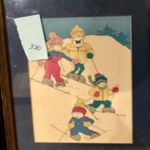 Photo of Framed Magazine Style Print of Skiing Family, Unsigned