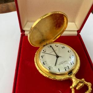 Photo of Vintage Andre Rivalle Covered Yellow Gold Plated Art Deco Pocket Watch with Pape