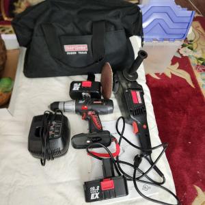 Photo of Craftsman Tool Lot Cordless Torque Wrench, 6" Disc Sander, w Bag