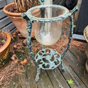 Photo of Large Heavy Cast Metal Candle Holder Planter Stand 27" x10"