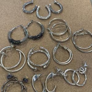 Photo of Fun horseshoe necklace and nine pairs of silver hoops