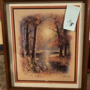 Photo of Framed Scenic Woodland Print, signed Andres Orpina