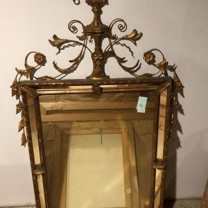 Photo of Ornate Art Nouveau Style Gilded Floral Mirror (Some Damage)