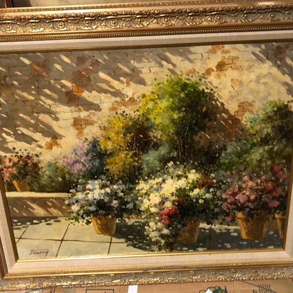 Photo of Framed Oil on Canvas Impressionist Style Garden, Signed J Quanacy