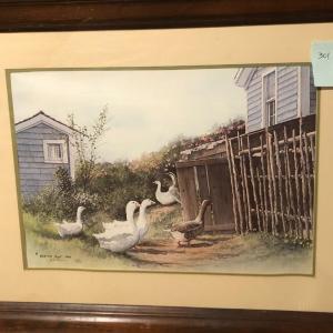 Photo of Framed Lithograph Goose Roost Print, Signed Burton Dye and Numbered