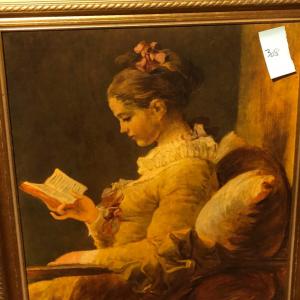 Photo of Framed Print/Reproduction of "A Young Girl Reading" by Jean-Honore Fragonard