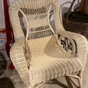 Photo of OLD White Wicker Rocking Chair