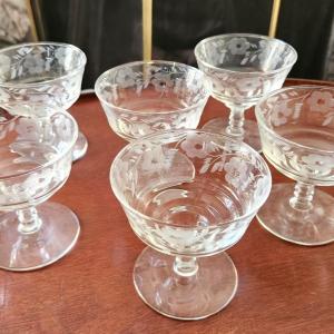 Photo of Lot #38 Lot of 6 Vintage Crystal Sherbets - pretty!