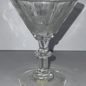 Photo of Antique Early Hand Etched Leaded DEER Scene Cordial Glass 4" Tall as Pictured.