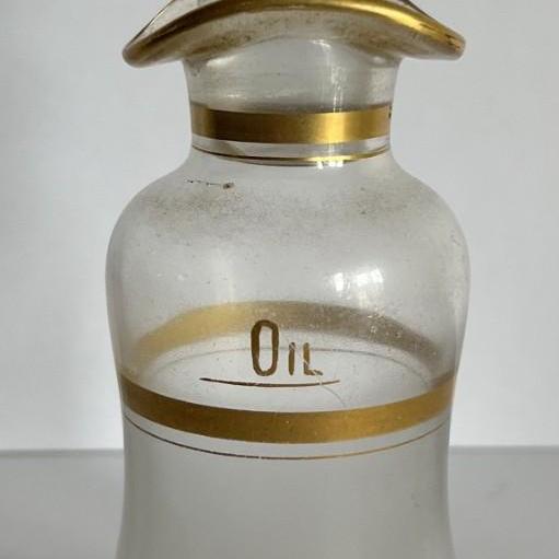 Photo of Antique Leaded Glass Oil/Vinegar Bottle 6-3/4" Tall w/Glass Stopper as Pictured.