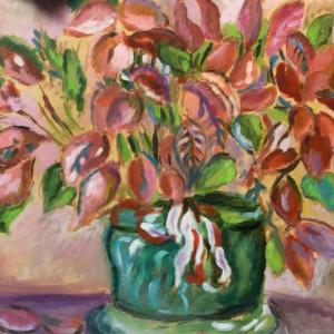 Photo of Unframed Oil on Canvas Impressionist Styler Floral Still Life, Signed Betsy West