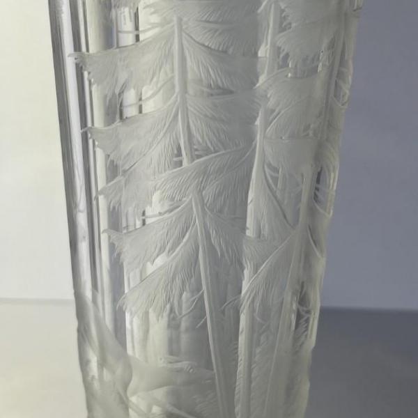 Photo of Antique Early Hand Etched Leaded Glass Scenery Water Glass 7-1/4" Tall as Pictur