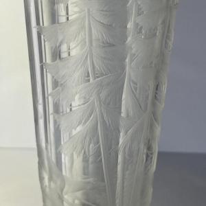 Photo of Antique Early Hand Etched Leaded Glass Scenery Water Glass 7-1/4" Tall as Pictur