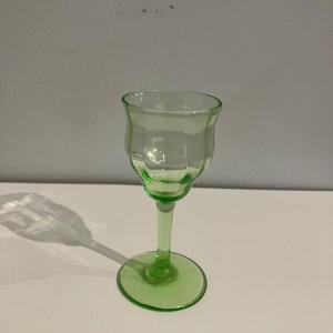 Photo of VINTAGE VASELINE URANIUM GREEN 3.25”h GLASS Cordial Cup C1900