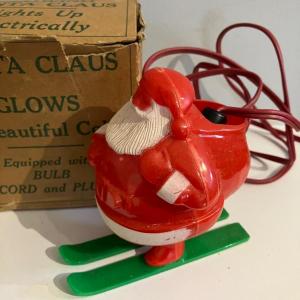 Photo of Vintage Plastic Christmas Santa Light 4.5”h with Box
