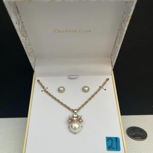 Photo of Charter Club Necklace & Stud Earrings Set