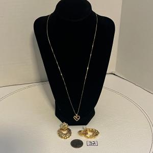 Photo of Heart Pendant Necklace and Clip-On Earring Set