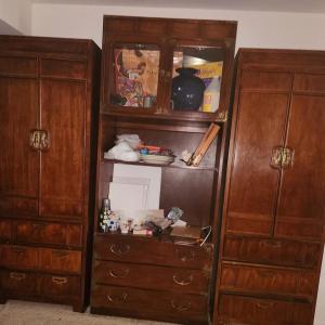 Photo of Solid Wood 3-Piece Armoire/Wall Unit- (First Floor) Heavy *Contents NOT included