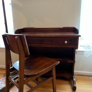 Photo of Vintage Wood Desk w/ Chair