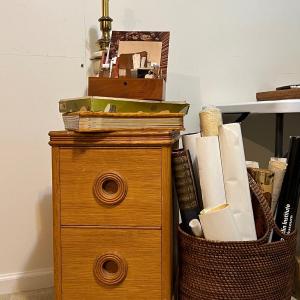 Photo of Side Table w/ Photo Books Lot