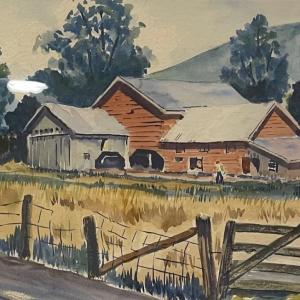 Photo of Obscure Farm Scene Watercolor