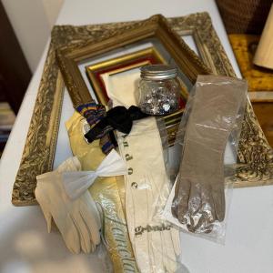 Photo of Ornate Wood Frames and Ladies Gloves Lot