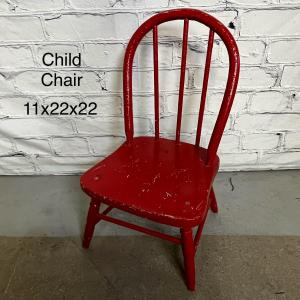 Photo of VINTAGE CHILDS CHAIR Wooden With Red Paint