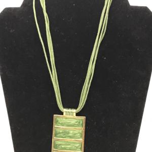 Photo of Green pendant on leather mutli stranded necklace